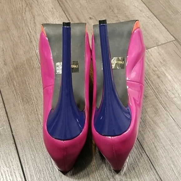 Charlotte Russe Tri-Colour Platform Peep Toe Heels - Picture 5 of 7